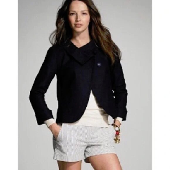 J. Crew Navy Linen Cotton Swing Jacket 6 - Picture 1 of 10